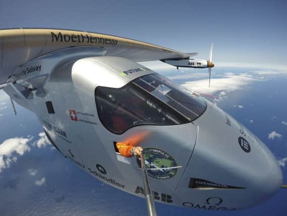 The experimental Solar Impulse 2 plane has wings wider than those of a Boeing 747 jumbo jet. Picture: AP