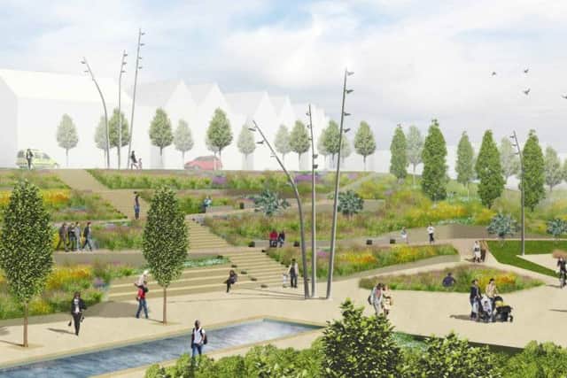 A new park terrace will allow access to the bridge over the M8. Picture: Contributed