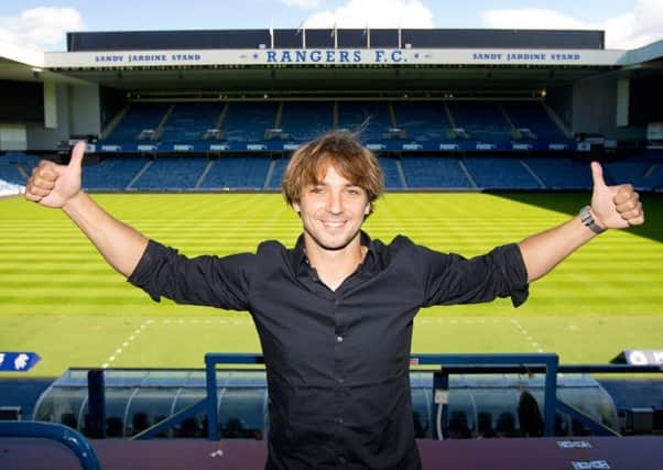 Niko Kranjcar, pictured yesterday at Ibrox, was targeted with flares on his return to Dinamo Zagreb with Hadjuk Split. Picture: Kirk O'Rourke/Rangers FC