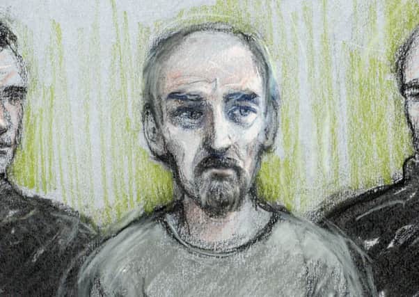 Court artist sketch by Elizabeth Cook of Thomas Mair, 52, in the dock at Westminster Magistrates' Court in London. Picture: Elizabeth Cook/PA