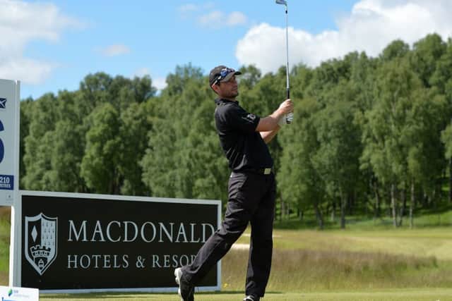 Peter Whiteford plays from the 16th tee during the first round of the SSE Scottish Hydro Challenge. Picture: Getty.