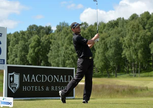 Peter Whiteford plays from the 16th tee during the first round of the SSE Scottish Hydro Challenge. Picture: Getty.