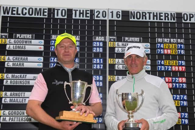 Northern Open winner Greig Hutcheon, left, with Bookless Cup winner Euan McIntosh. Picture: David Houston.