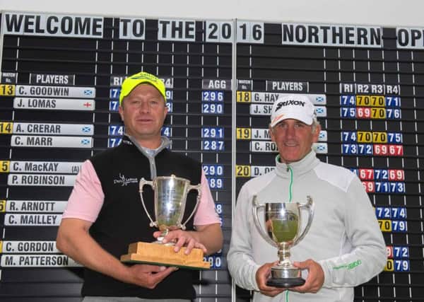 Northern Open winner Greig Hutcheon, left, with Bookless Cup winner Euan McIntosh. Picture: David Houston.