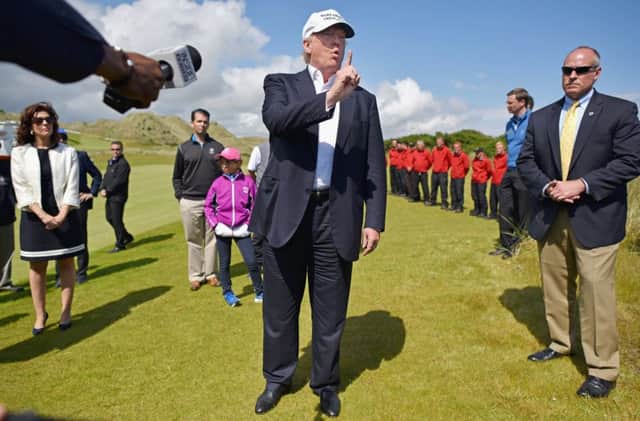Donald Trump at Trump International Golf Links at Menie yesterday. Picture: Jeff J Mitchell/Getty