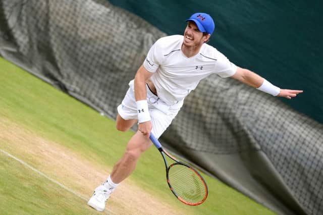 Andy Murray practises at Wimbledon yesterday. Picture: PA