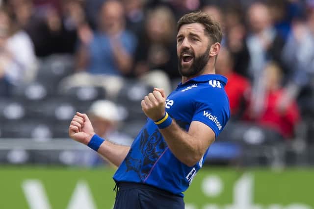 Englands Liam Plunkett celebrates after taking the wicket of Sri Lankas Kusal Mendis before rain intervened for a no-result in Bristol. Picture: AFP/Getty
