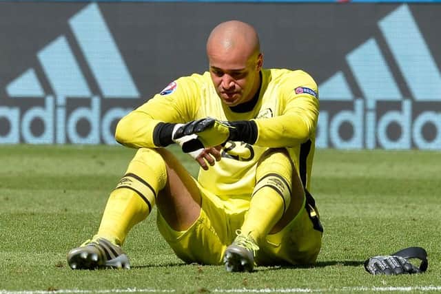 Goalkeeper Darren Randolph sits dejected at full time. Picture: Getty