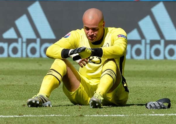 Goalkeeper Darren Randolph sits dejected at full time. Picture: Getty