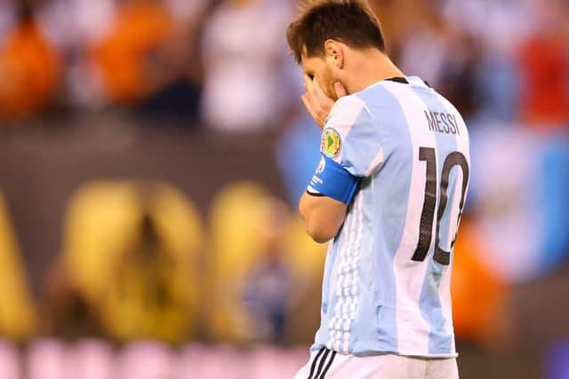 Lionel Messi turns away after missing a penalty kick during Argentina's Copa America final defeat to Chile. Picture: Getty