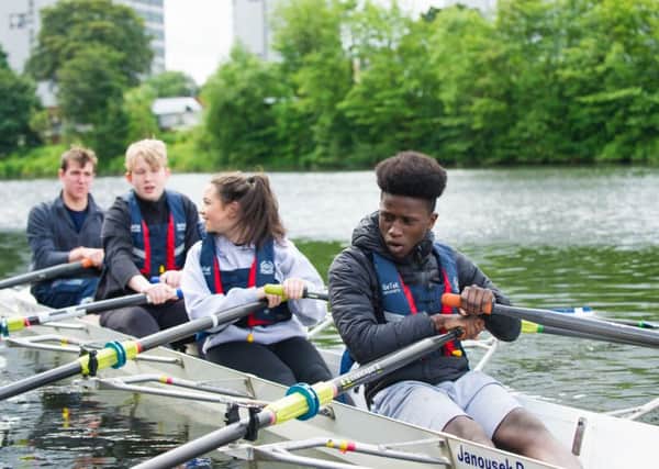 Pupils try out on the water courtesy of Clydesdale Rowing Club.