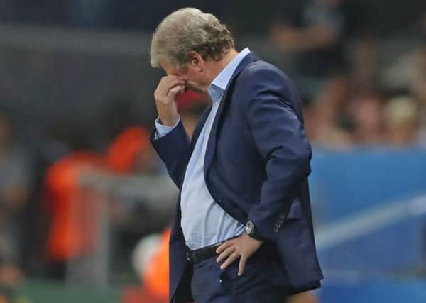 England manager Roy Hodgson looks dejected on the touchline during the Round of 16 match at Stade de Nice, France. Picture: Owen Humphreys/PA Wire