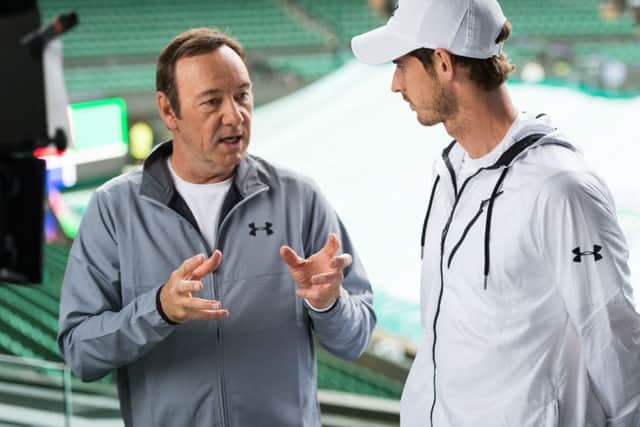 Andy Murray is joined by Kevi nSpacey on the All England Clubs Centre Court, to deliver a powerful message as part of WWFs campaign to help double the number of wild tigers by 2022. Picture:  Ian Gavan / Getty Images / WWF-UK