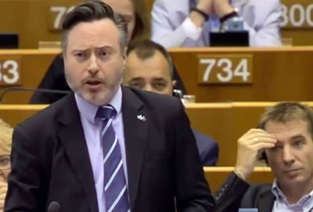 Alyn Smith MEP delivers his speech, calling on EU member states 'not to let Scotland down'. Picture: Contributed