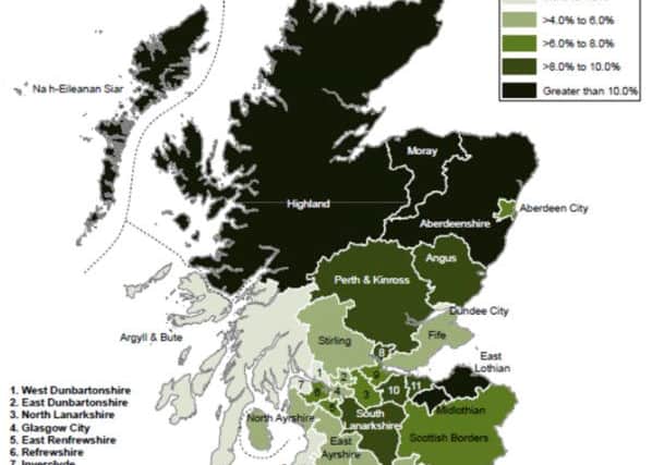 Map showing increase in household numbers across Scotland. Picture: National Records Scotland