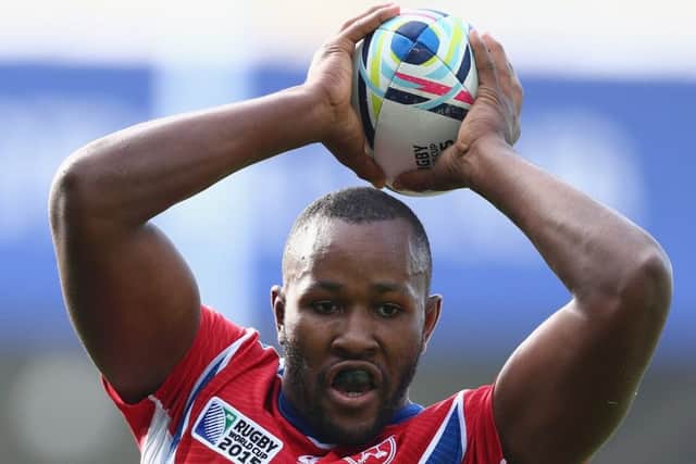 Tjiuee Uanivi in action for Namibia at last year's Rugby World Cup