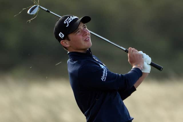 Ewen Ferguson pulled out of today's Open qualifier at Gailes Links after just six holes due to a wrist injury. Picture: Getty