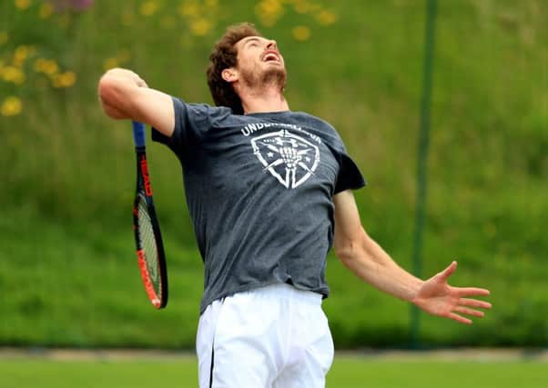 Andy Murray during a practice session today. Picture: PA