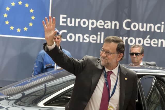 Spanish Prime Minister Mariano Rajoy arrives for an EU summit in Brussels on June 28. He is opposed to Scotland retaining EU membership if the UK leaves. Picture: AP Photo/Geoffroy Van der Hasselt)