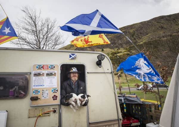 Dean Halliday at Indy Camp, a pro-independence camp near the Scottish Parliament in Edinburgh. Picture: PA
