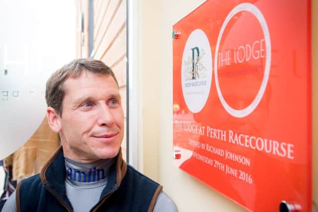 Champion jockey Richard Johnson after he and Perth Racecourse chairman John Gellatly cut the ribbon at The Lodge, a brand-new state-of-the-art accommodation and stable complex which opened for business yesterday during two days of racing at the course. They were joined at the opening by chief executive Hazel Peplinksi. Johnson said: Its a fantastic facility at Perth for the stable staff but also a top facility in Perth to stay outwith racing. Picture: Fraser Band