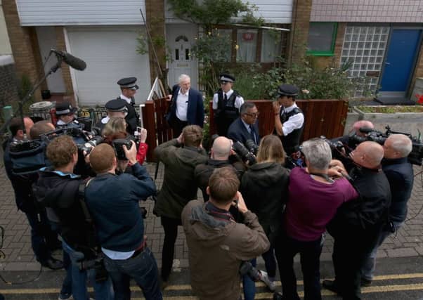Jeremy Corbyn leaves his home yesterday morning. He is facing a crisis within his party after losing a vote of no confidence amongst Labour MPs by 172 votes to 40. Picture: Christopher Furlong/Getty