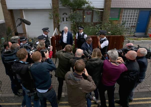 Jeremy Corbyn leaves his home yesterday morning. He is facing a crisis within his party after losing  a vote of no confidence amongst Labour MPs by 172 votes to 40. Picture: Christopher  Furlong/Getty