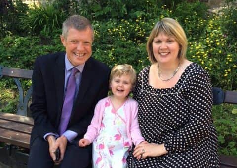 Willie Rennie with Agatha and her mother Karen King.