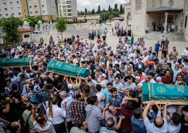 The coffin of one of 43 suicide attack victims, Hamidullah Safar. Picture: AFP/Getty Images