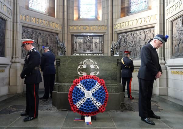 One vigil at the Scottish National War Memorial at Edinburgh Castle. Picture: PA