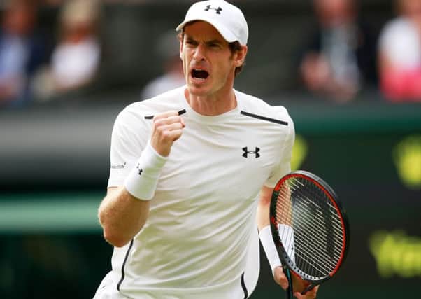 Andy Murray celebrates during his match against Yen-Hsun Lu of Taipei. Picture: Getty Images