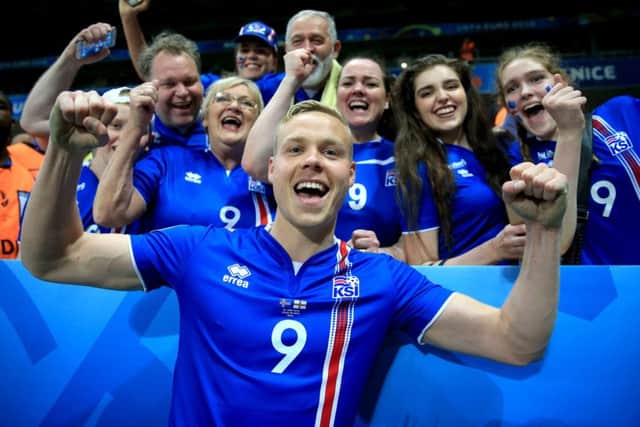 Iceland's Kolbeinn Sigthorsson celebrates victory over England.
Photo: Nick Potts/PA Wire.