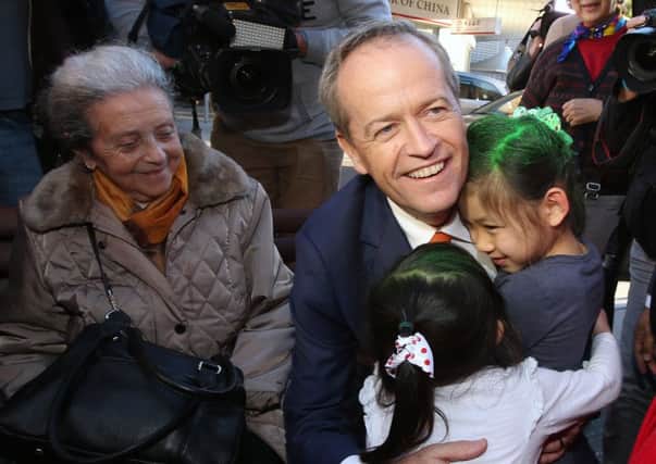 Labor Party leader Bill Shorten on the campaign trail on the suburb of Hurstville in Sydney. Picture: AP