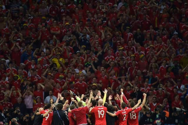 Wales celebrate in front of their ecstatic fans. Picture: Getty Images
