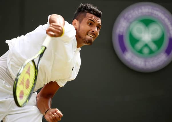 Nick Kyrgios on his way to a 6-3, 6-7, 6-3, 6-4 victory over Spainiard Feliciano Lopez. Picture: Getty Images