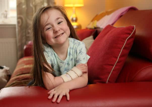Matilda Fraser, 5, is set to start mainstream school after a brave battle for survival against a genetic condition. Picture: SWNS