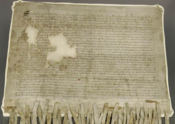 A close up view of the original Declaration of Arbroath at the National Archives of Scotland, Edinburgh. . Picture: Andrew Milligan/PA Wire