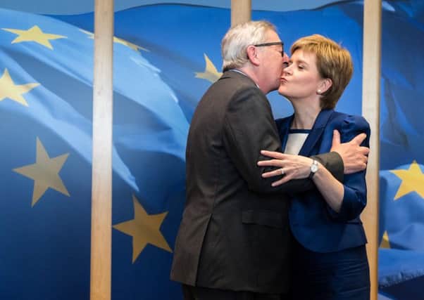 Jean-Claude Juncker and Nicola Sturgeon. The First Minister has been holding talks with EU leaders to determine if Scotland has a future in the EU post-Brexit.