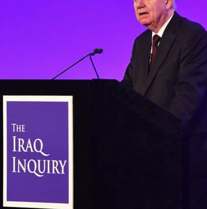 Sir John Chilcot presents The Iraq Inquiry Report. Picture: Getty Images