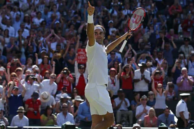 Switzerland's Roger Federer celebrates beating Croatia's Marin Cilic in the quarter-finals. Picture: AFP/Getty Images