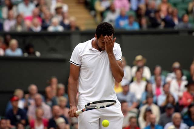Jo-Wilfried Tsonga during his match against Andy Murray on day nine of the Wimbledon Championships. Picture: PA