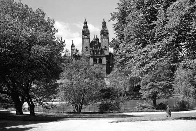 Kelvingrove Museum seen from the park in 1960. The imposing red sandstone building opened in 1901 and replaced the earlier Kelvingrove House. Picture: TSPL