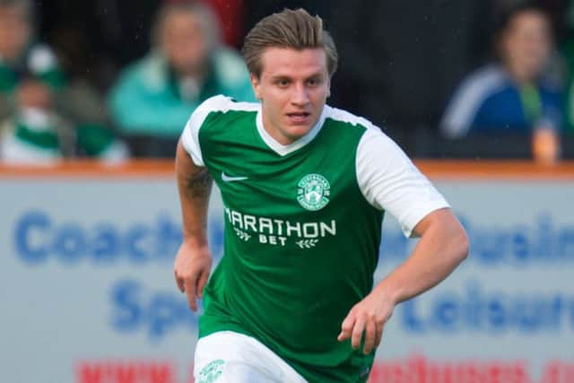 Jason Cummings in action for Hibernian away at Berwick Rangers. Picture: SNS Group