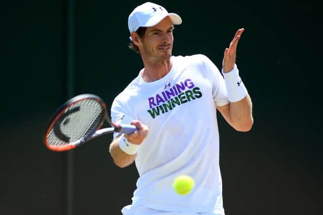 Andy Murray practises for the Wimbledon semi-final.  Picture: Jordan Mansfield/Getty Images