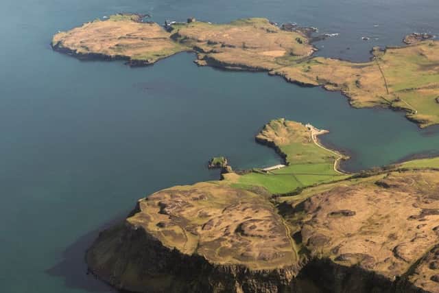 The natural harbour between Canna and Sanday brought the islands into consideration for industrial fishing in the 18th century, although the plan never achieved realisation. Picture HES.