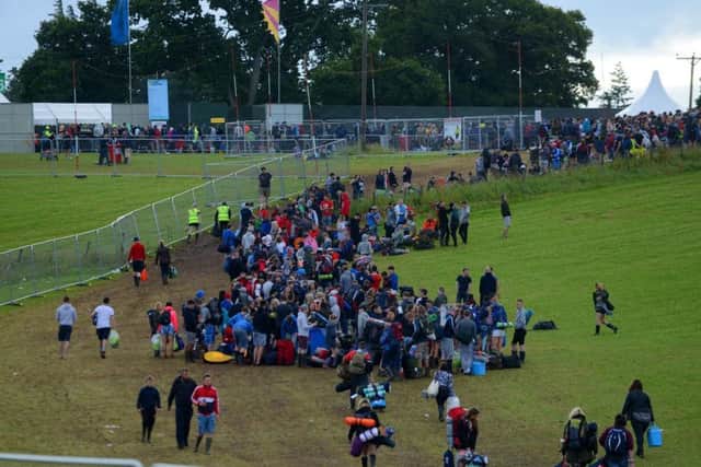 Revellers arrive earlier today for T in the Park in Strathallan, Perthshire. Picture: SWNS