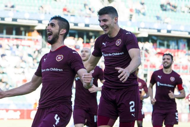 Two goals from Igor Rossi helped Hearts qualify for the second qualifying round of the Europa League. Picture: Paul Devlin/SNS
