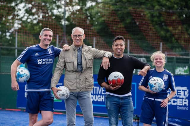 Pictured
: 
Craig McManus (Mens team Capt) , Mark Hateley , Bobby Petta and Karen Boggie (Women's Team Capt) at the last training session before the start of the Homeless World on Sunday
 
7 July 2016.