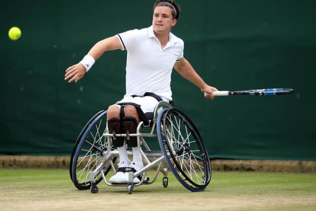 Gordon Reid in action during the wheelchair singles at Wimbledon. Picture: Steve Paston/PA Wire