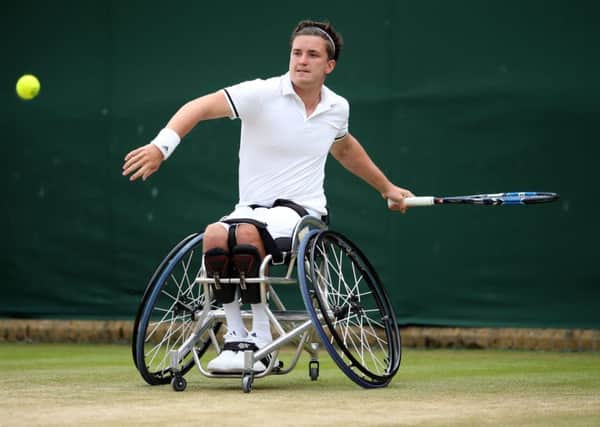 Gordon Reid in action during the wheelchair singles at Wimbledon. Picture: Steve Paston/PA Wire